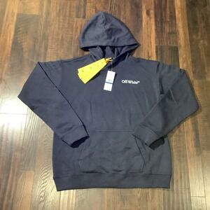 Off-White Youth Hoodie Dark Navy Blue Logo Pullover XL 16 New MSRP 295$